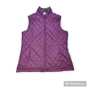 Free Country Quilted Reversible Faux Fur Lined Vest Purple/grey Medium w/pockets